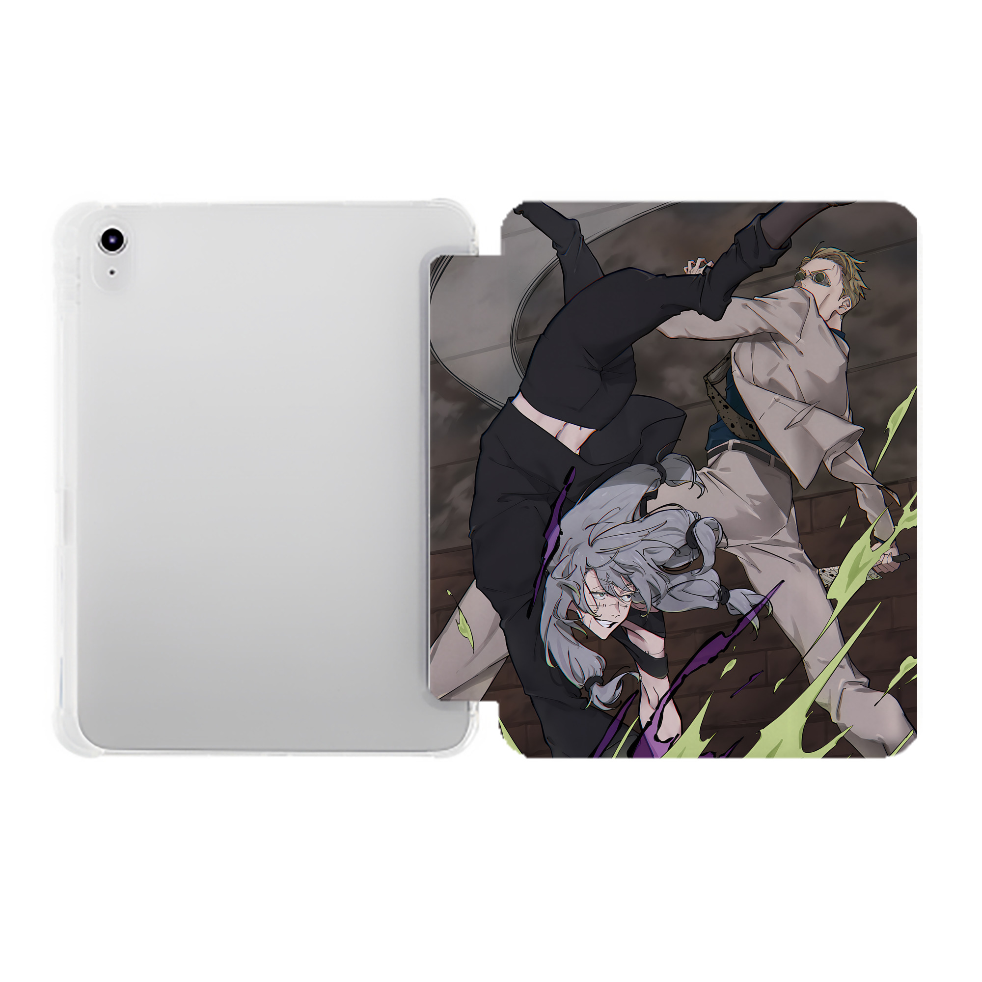 （画像用） 呪術廻戦 Jujutsu Kaisen IPad ケース ペン収納付き 三つ折りスタンド PUレザー×シリコン 対応機種9.5/10.5/10.9インチ